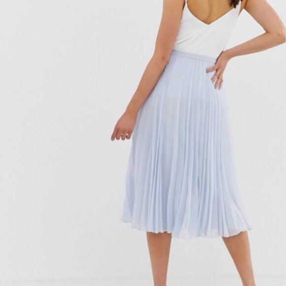 Asos Light Blue Pleated Midi Skirt Size Tall large - NWT - Picture 2 of 4